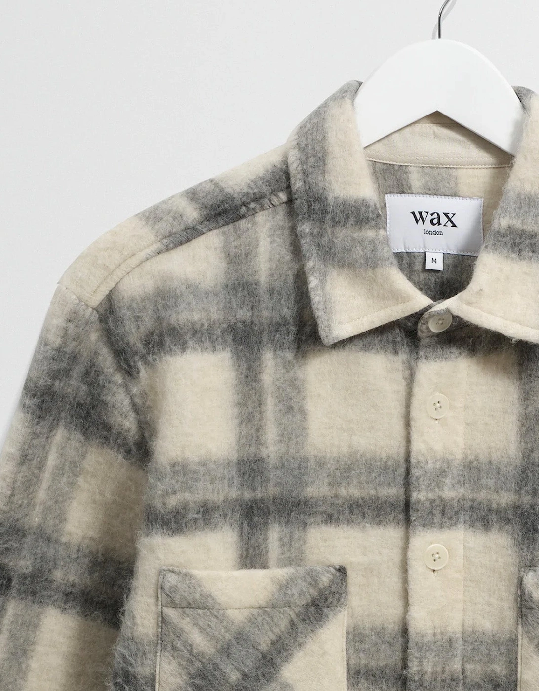 Wax London Whiting Ash Wool Blend Check Overshirt