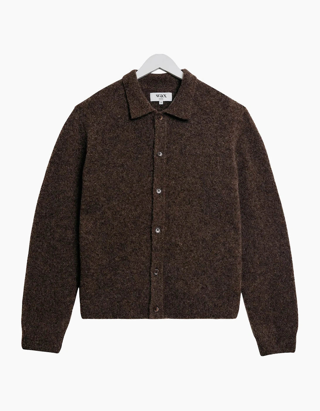 Men's Wax London Tristan Fluffy Wool Blend Polo - Brown - Size: X-LARGE