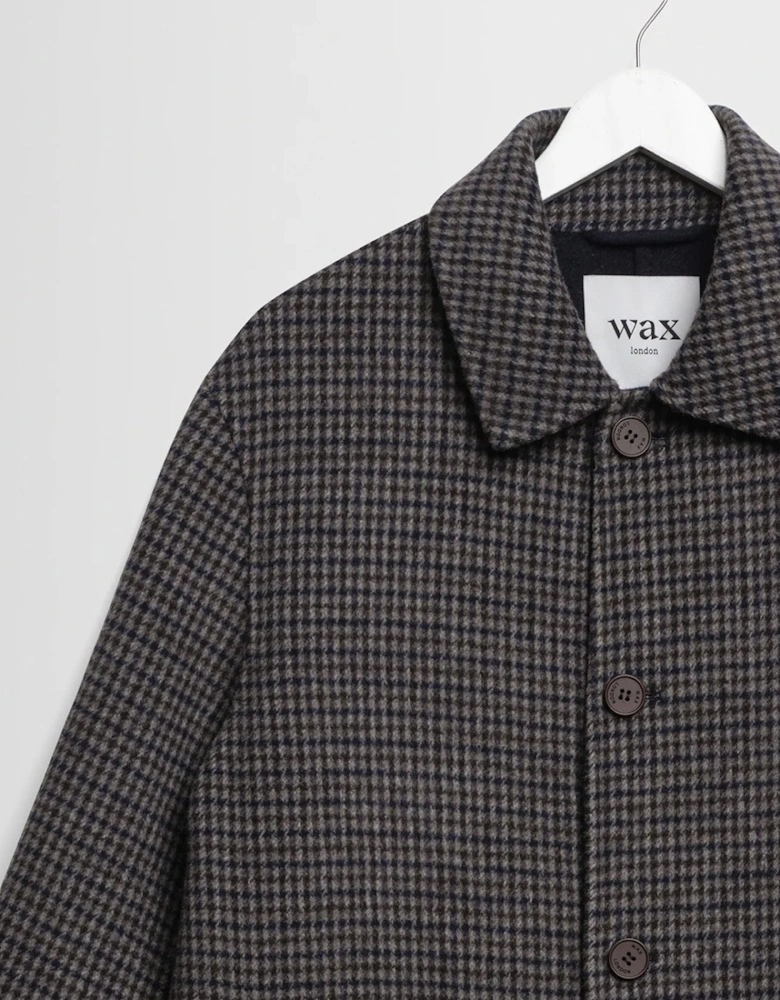 Wax London Stan Double Face Check Wool Coat