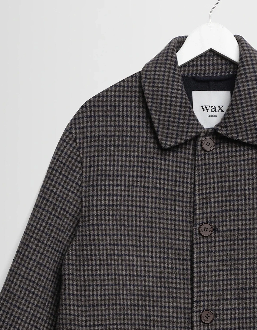 Wax London Stan Double Face Check Wool Coat