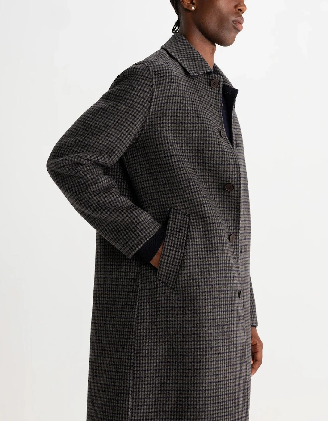 Wax London Stan Double Face Check Wool Coat