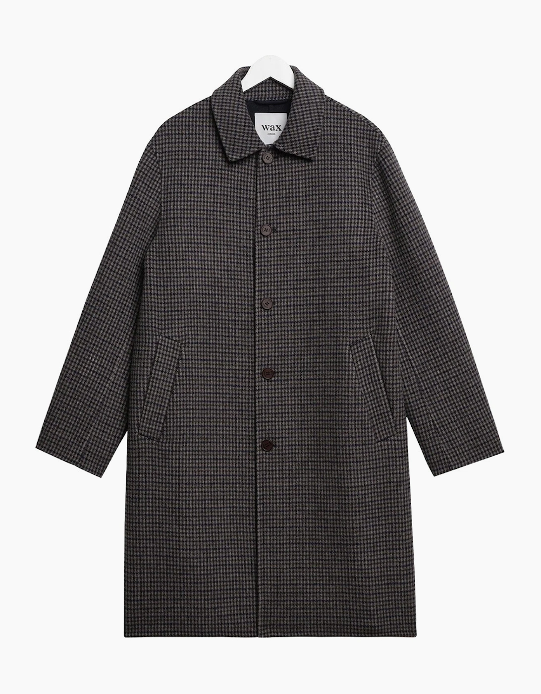 Wax London Men's Wax London Stan Double Face Check Wool Coat - Navy