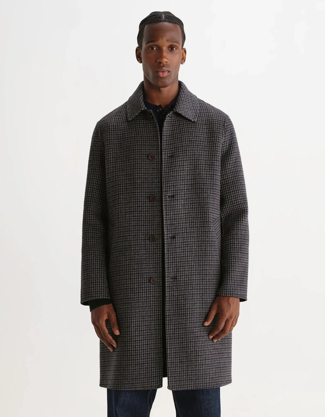 Wax London Stan Double Face Check Wool Coat
