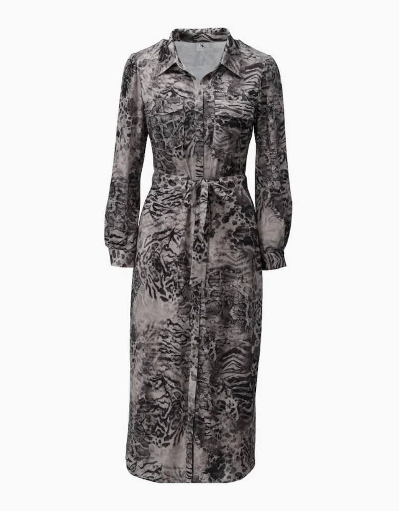 Serengeti animal print shirt dress - grey