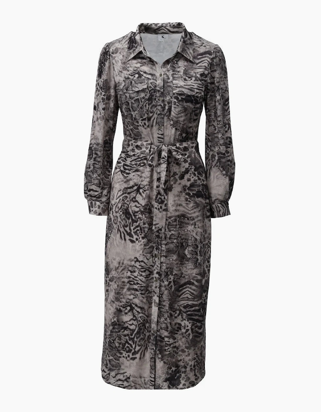 Serengeti animal print shirt dress - grey