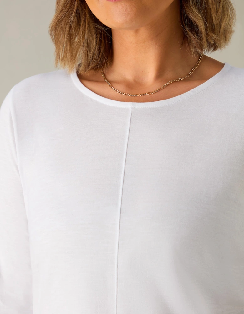 White Cotton Slub Round Neck T-Shirt