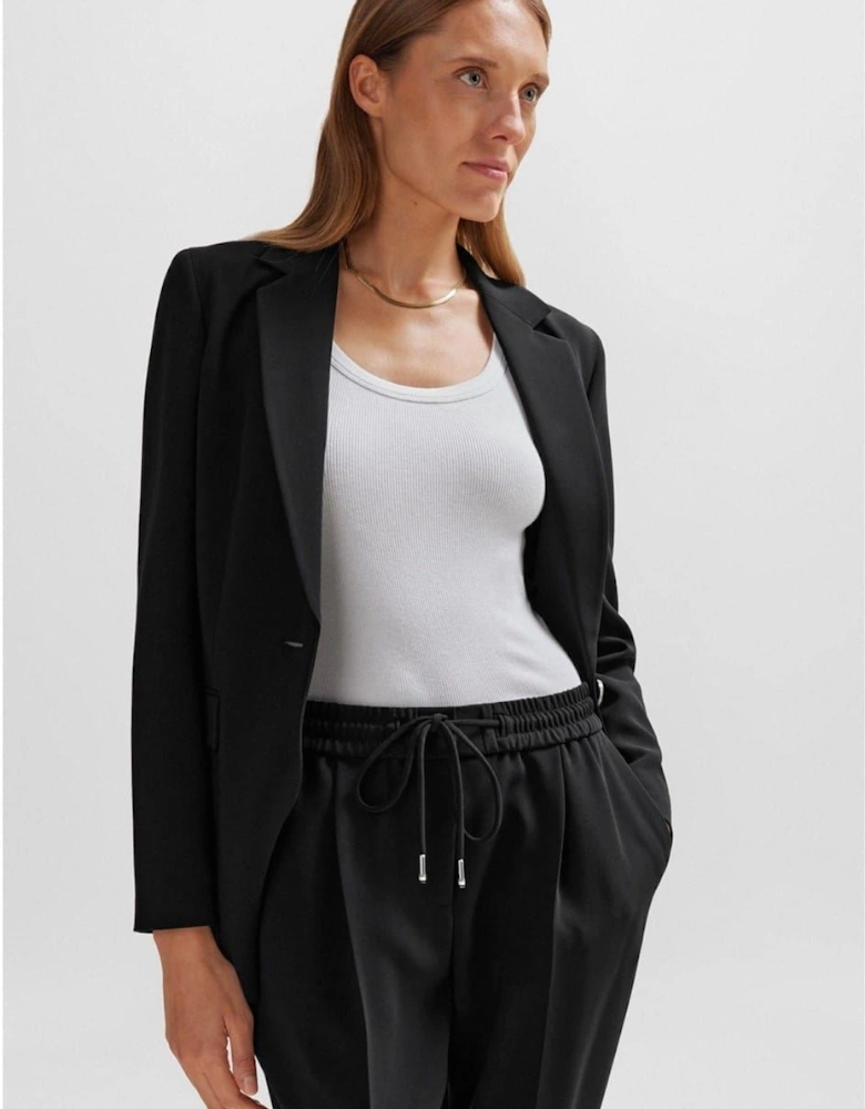 Solid Patterned Lapel Collared Blazer