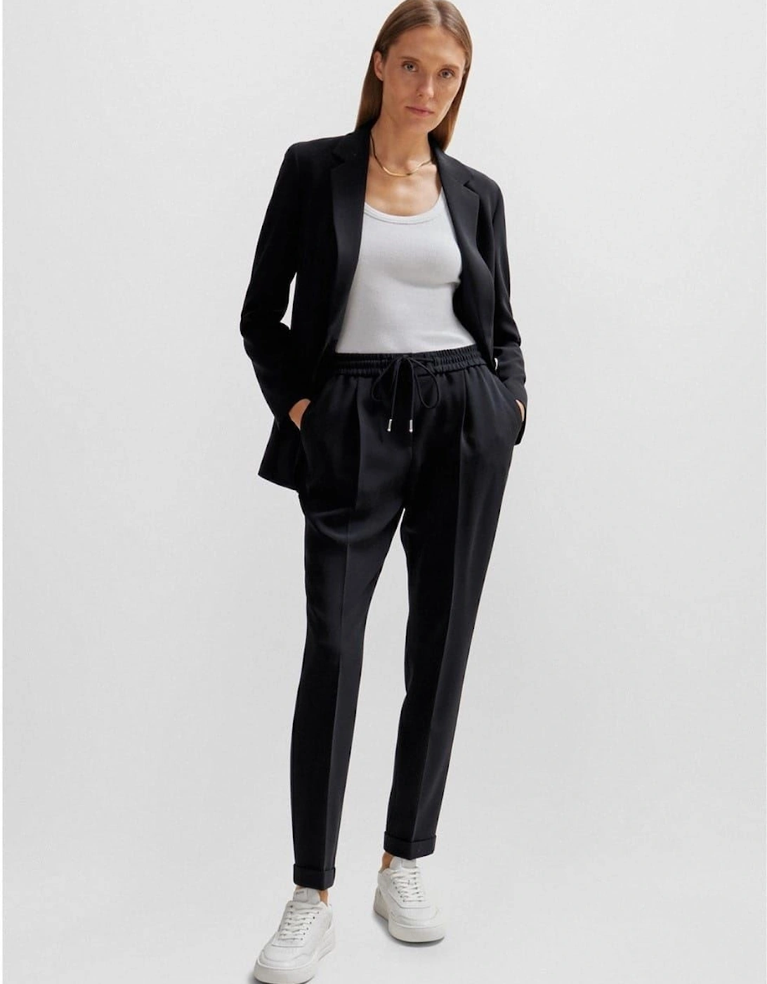 Solid Patterned Lapel Collared Blazer
