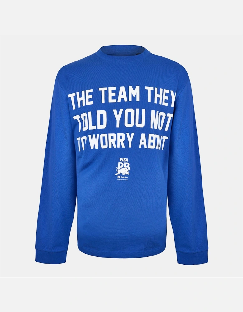 Lettering Crew Neck Ribbed Collar Long Sleeve Jersey T-Shirt