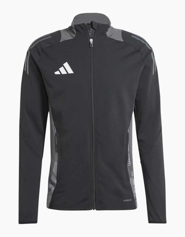 Geometric Patterned Track Jacket with Zipped Pocket and Three Bar Logo