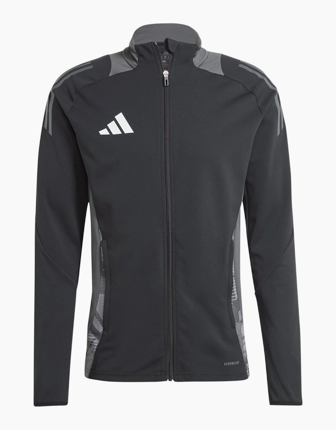 Geometric Patterned Track Jacket with Zipped Pocket and Three Bar Logo