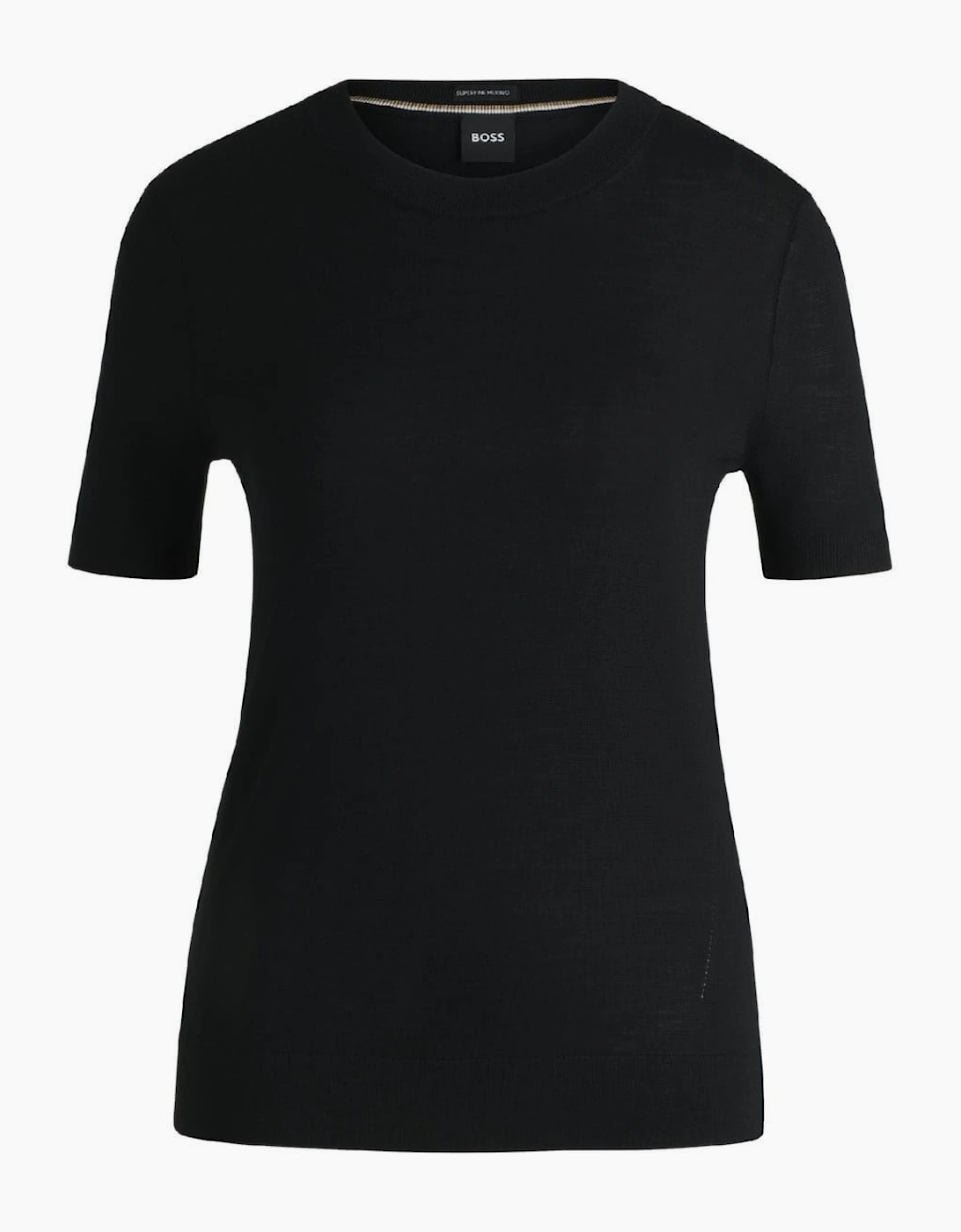 Crew Neck Ribbed Collar Short Sleeve Jersey Sweater
