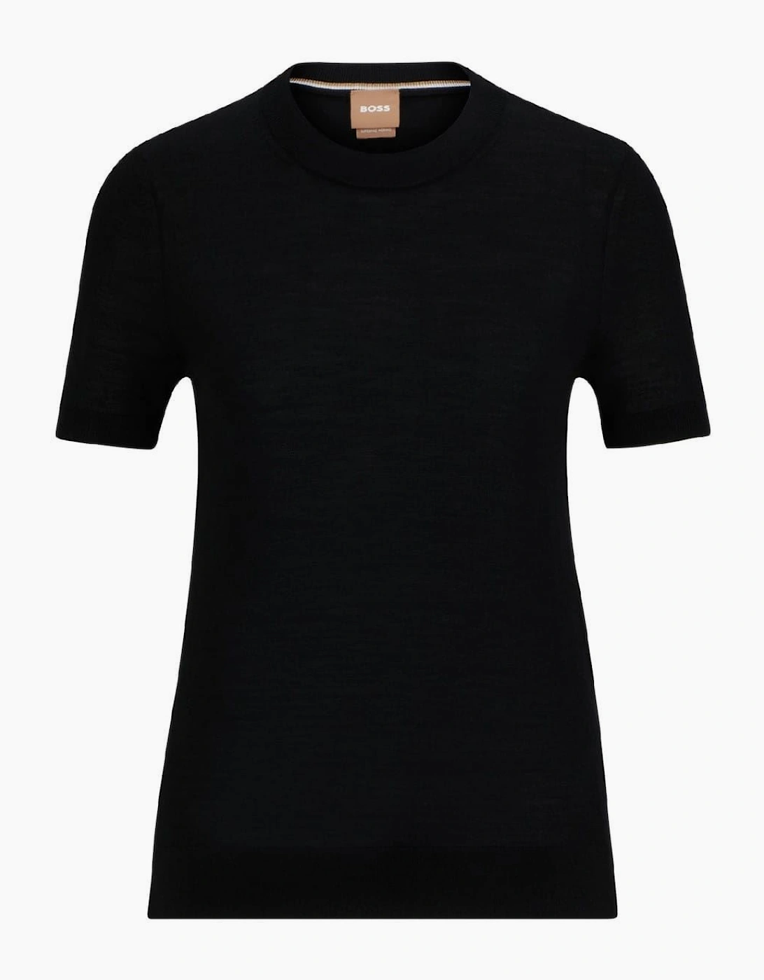 Crew Neck Ribbed Collar Short Sleeve Jersey Sweater