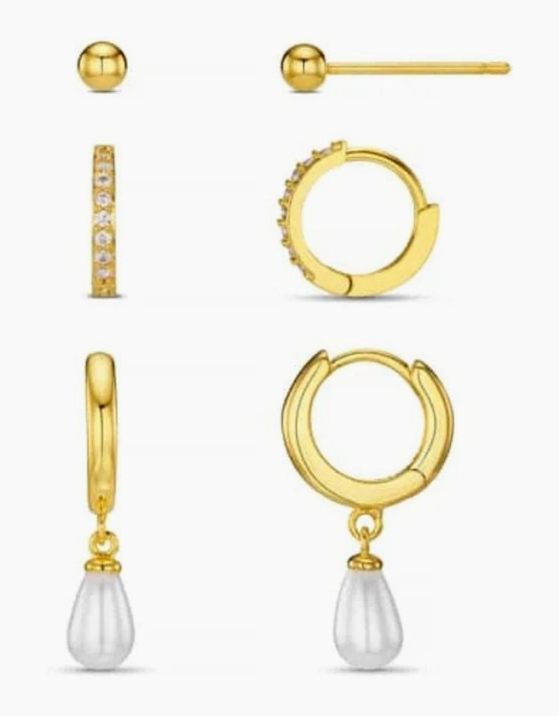 Pavé & Pearl Drop Ear Stacking Set