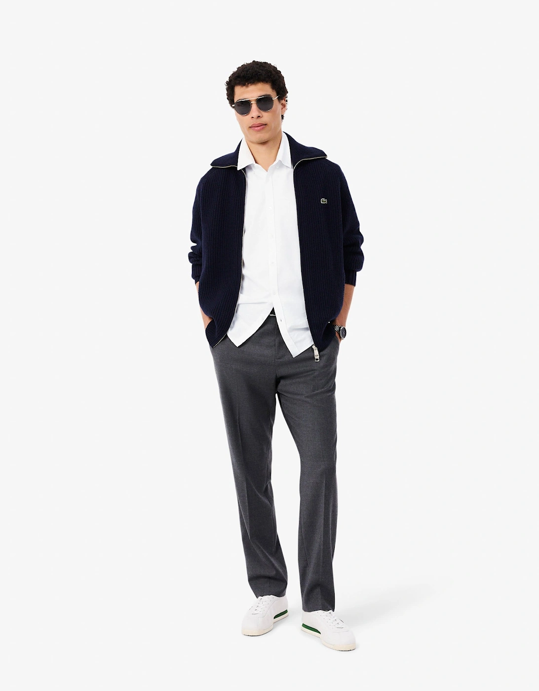 Lacoste Regular Fit Mens Oxford Shirt - White/White 800