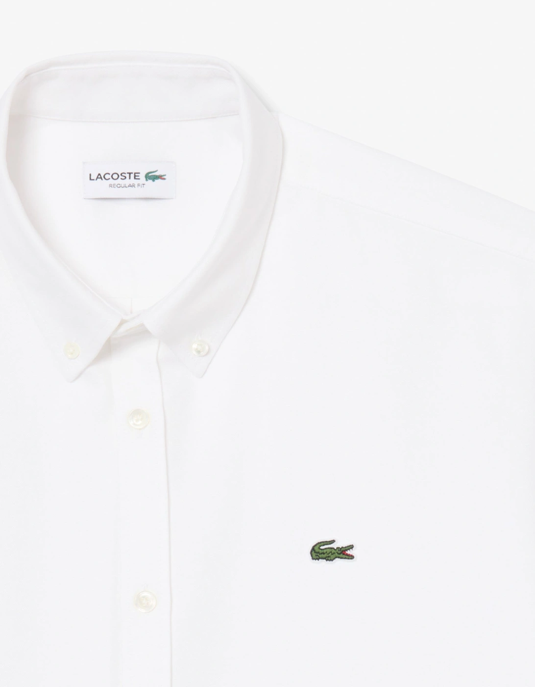 Lacoste Regular Fit Mens Oxford Shirt - White/White 800