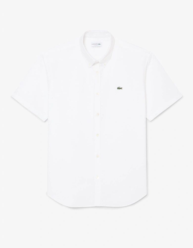 Lacoste Regular Fit Mens Oxford Shirt - White/White 800