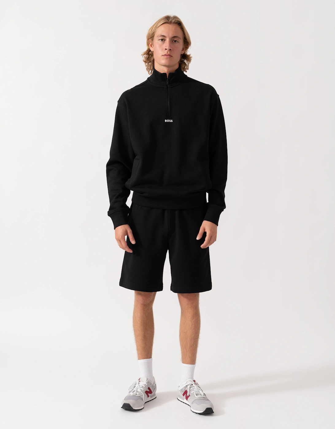 BOSS Orange Smallzip Mens 1/4 Zip Sweatshirt - Black 001