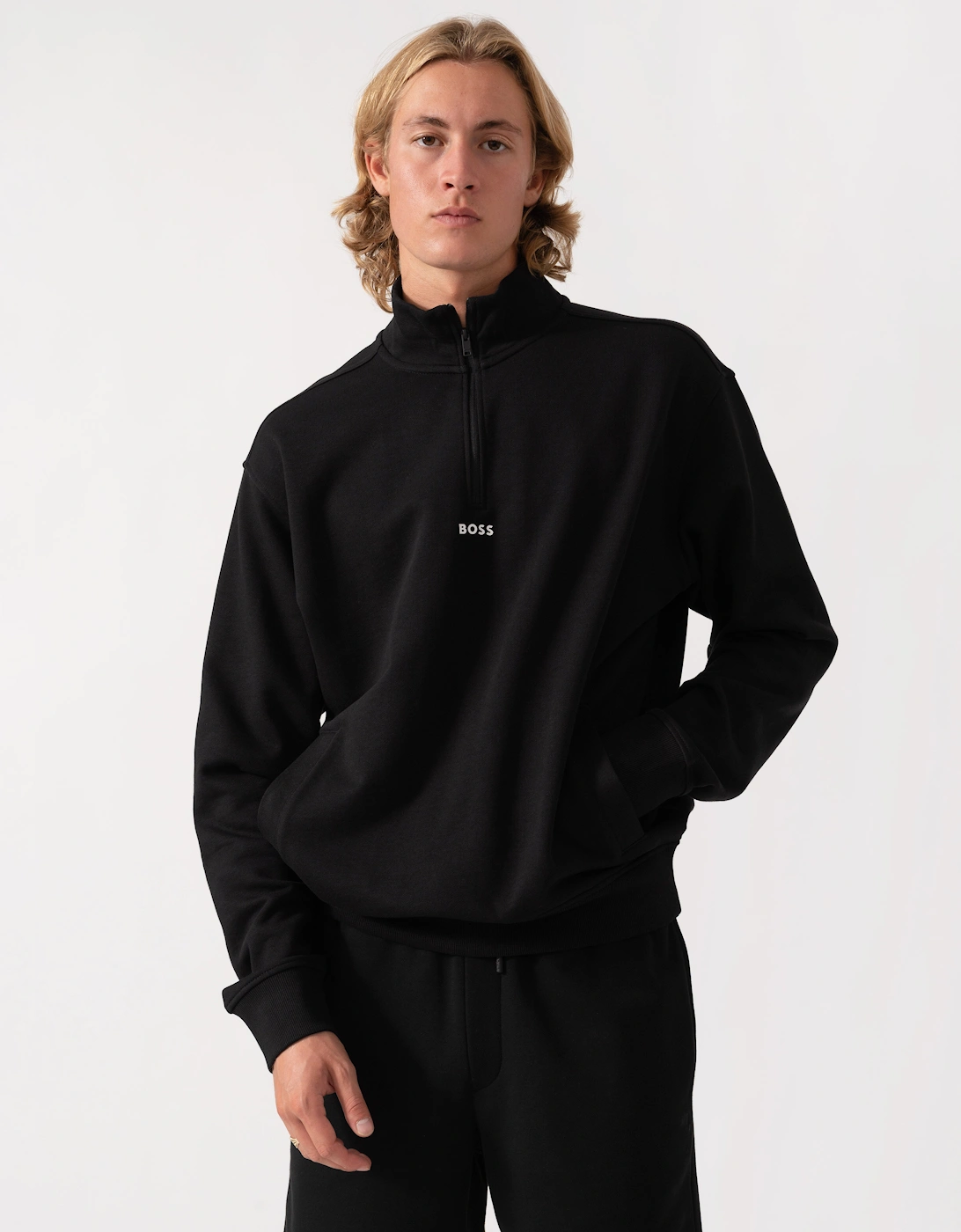 Boss Men's BOSS Orange Smallzip Mens 1/4 Zip Sweatshirt - Black 001