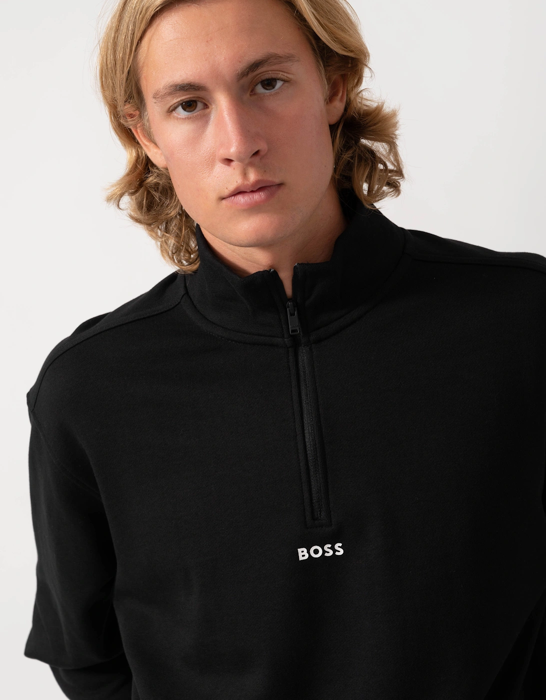 BOSS Orange Smallzip Mens 1/4 Zip Sweatshirt - Black 001