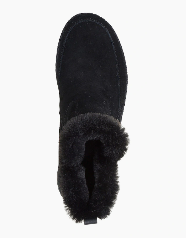 Skechers Wilshire BLVD Fresh Zip Leather Women's Black Suede/Faux Fur Boots