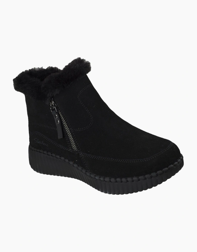 Skechers Wilshire BLVD Fresh Zip Leather Women's Black Suede/Faux Fur Boots