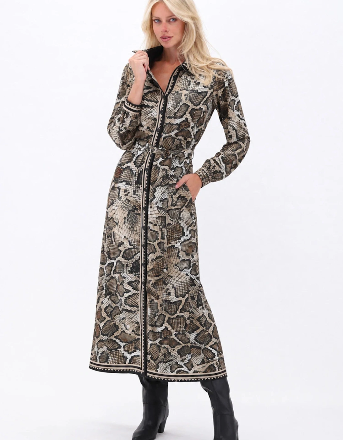 Serpentine maxi shirt dress