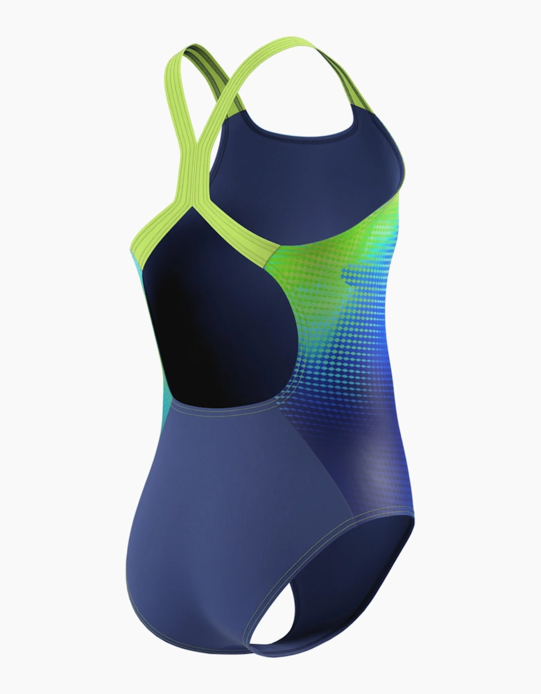 Speedo Girls Printed Powerback One Piece Swimsuit