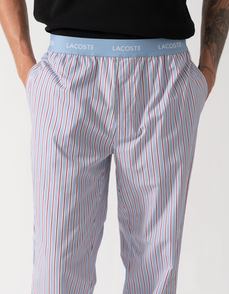 Lacoste Striped Poplin Loungeware Mens Pyjama Pants - Aphylla/White/Bordeaux UZI