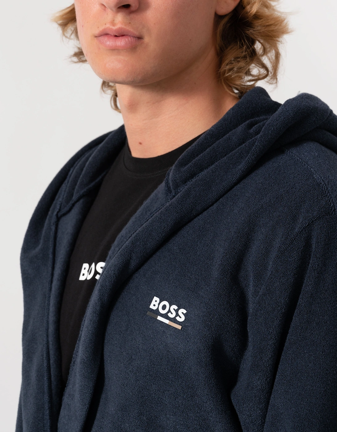 BOSS Orange Mens Cotton Terry Robe - Dark Blue 403