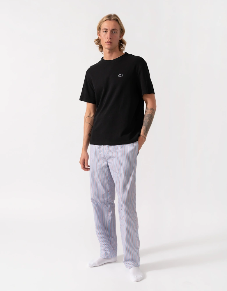 Lacoste Striped Poplin Loungeware Mens Pyjama Pants - Aphylla/White/Bordeaux UZI