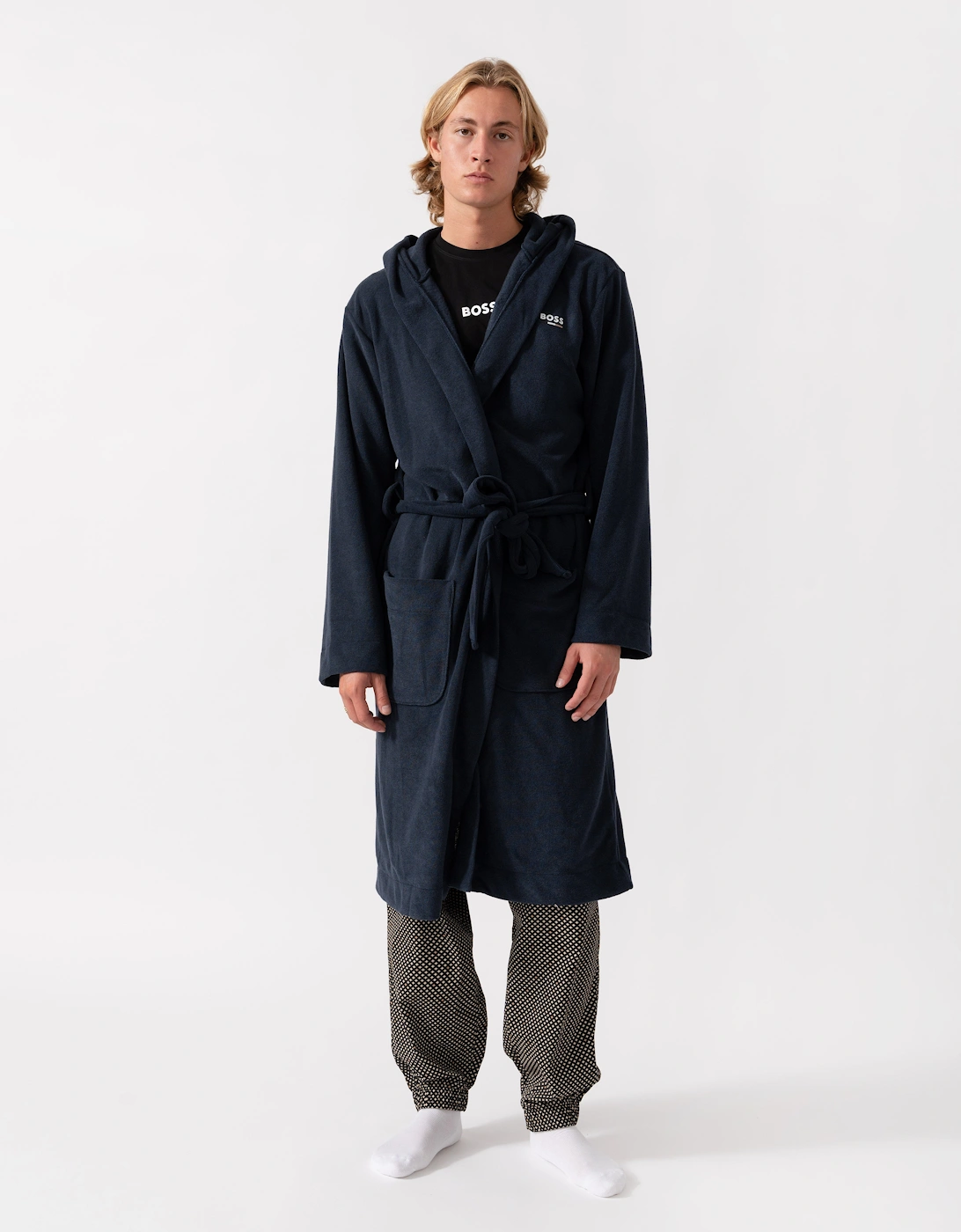 Boss Men's BOSS Orange Mens Cotton Terry Robe - Dark Blue 403 - Navy