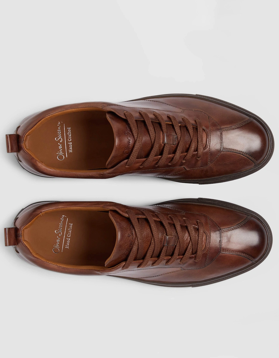 Oliver Sweeney Ermida Mens Hand Finished Calf Leather Trainers - Dark Tan