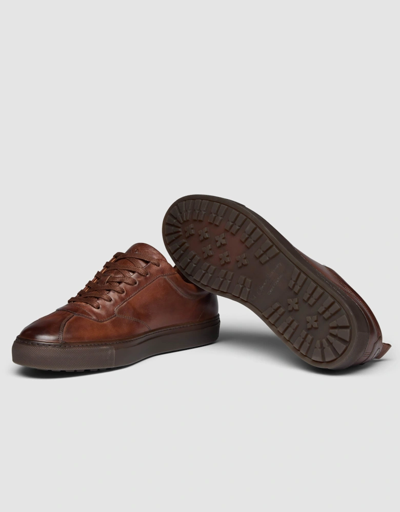 Oliver Sweeney Ermida Mens Hand Finished Calf Leather Trainers - Dark Tan