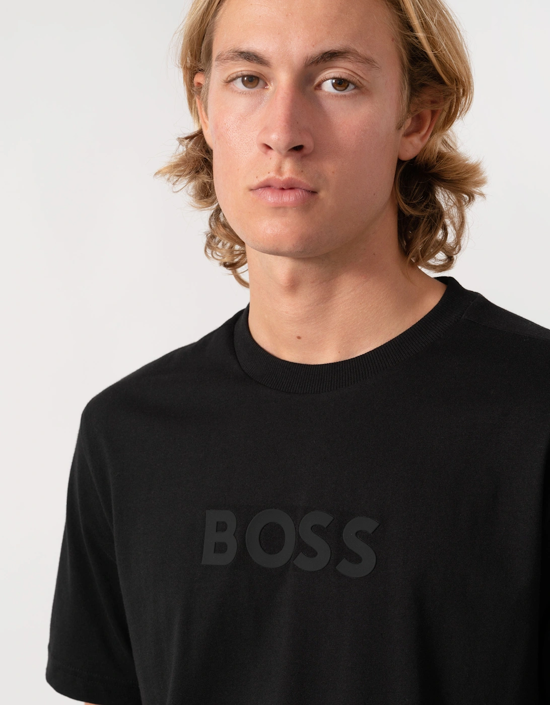BOSS Green Mens Relaxed-fit T-Shirt in stretch cotton with tonal logo - Black 001
