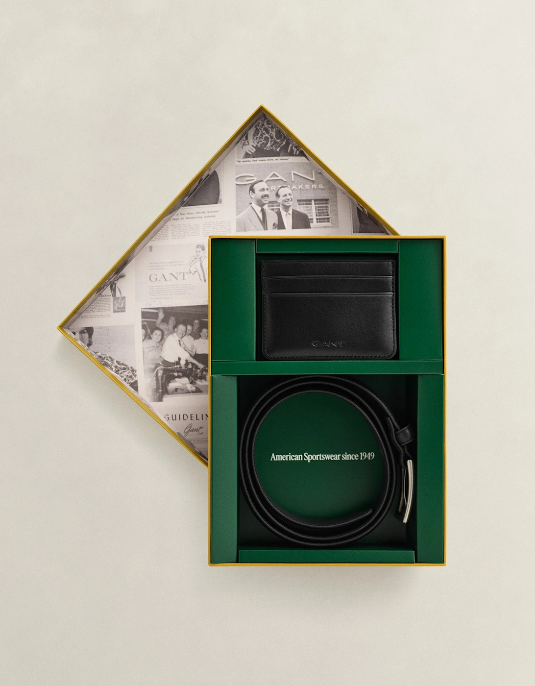 GANT Mens Leather Belt and Card Holder Gift Set - 5 Black
