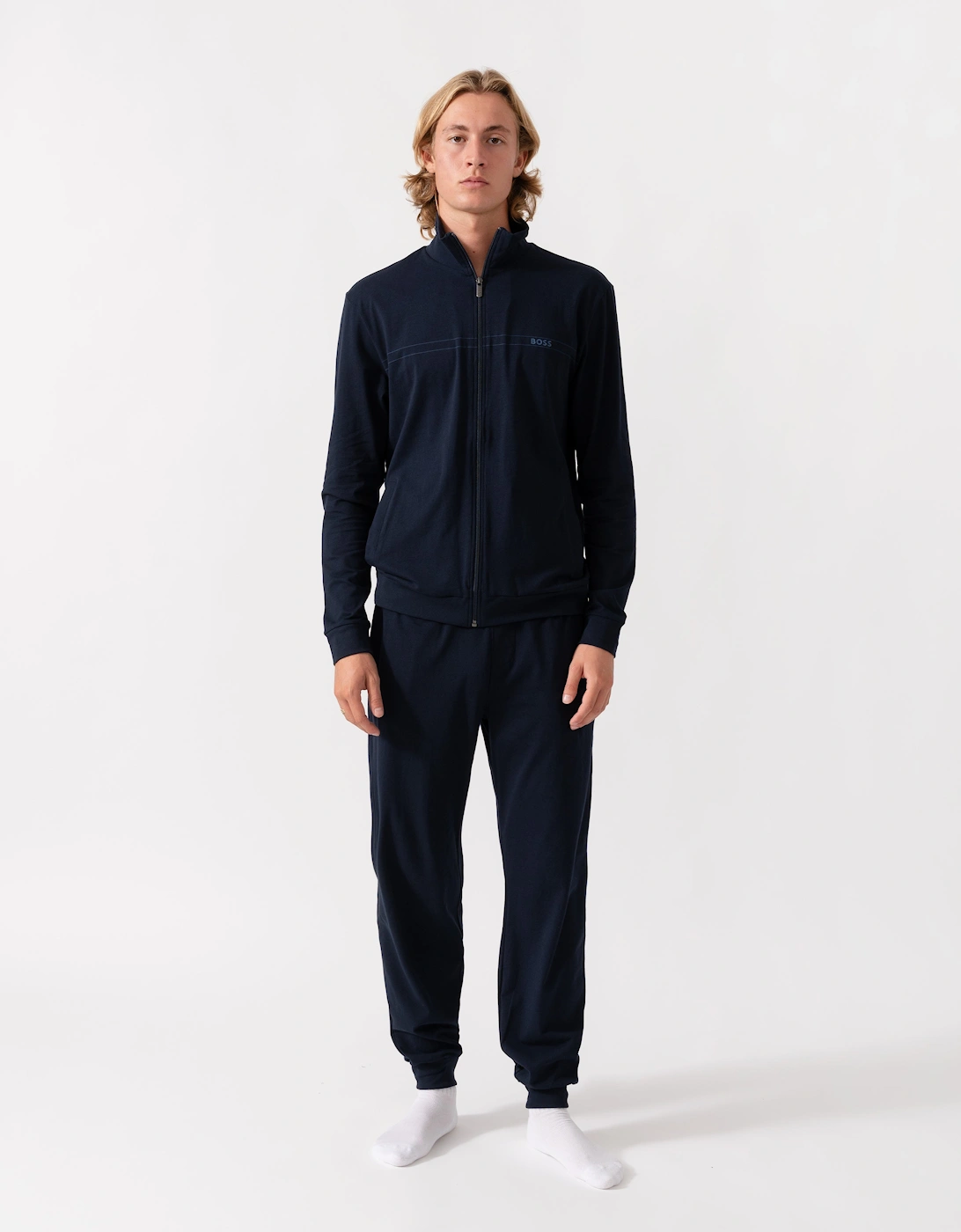 Boss Men's BOSS Orange 365 Mens Stretch-cotton loungewear set with logo print - Turquoise/Aqua 445 - Navy