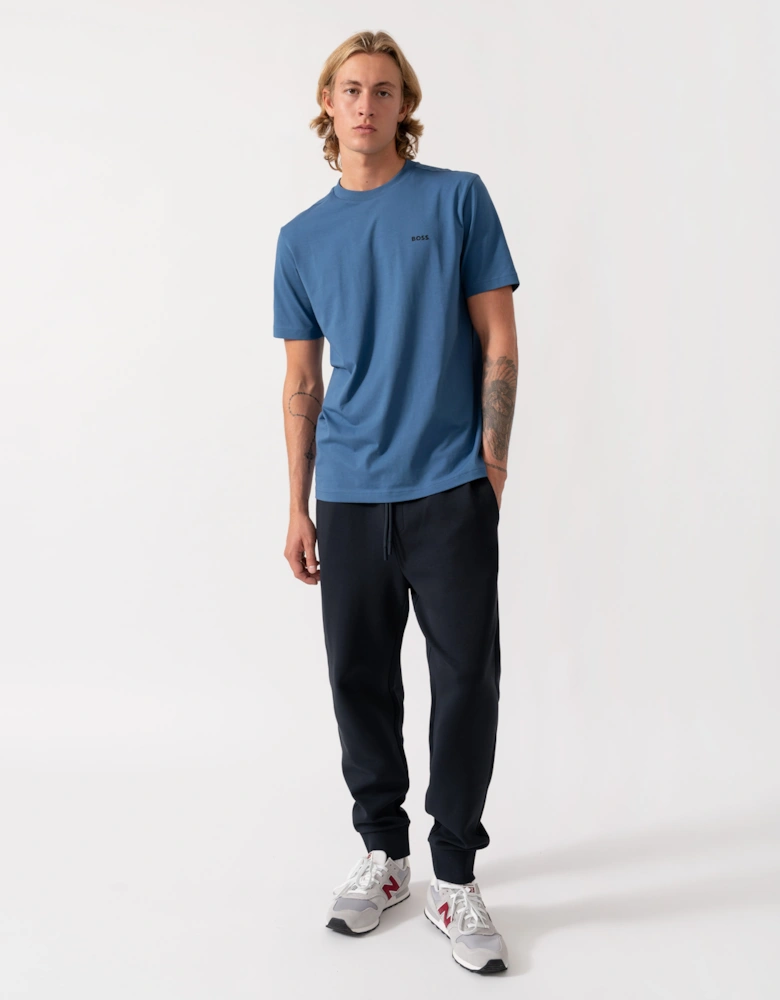 BOSS Green Tee Mens Stretch Cotton T-Shirt with Contrast Logo - Medium Blue 427