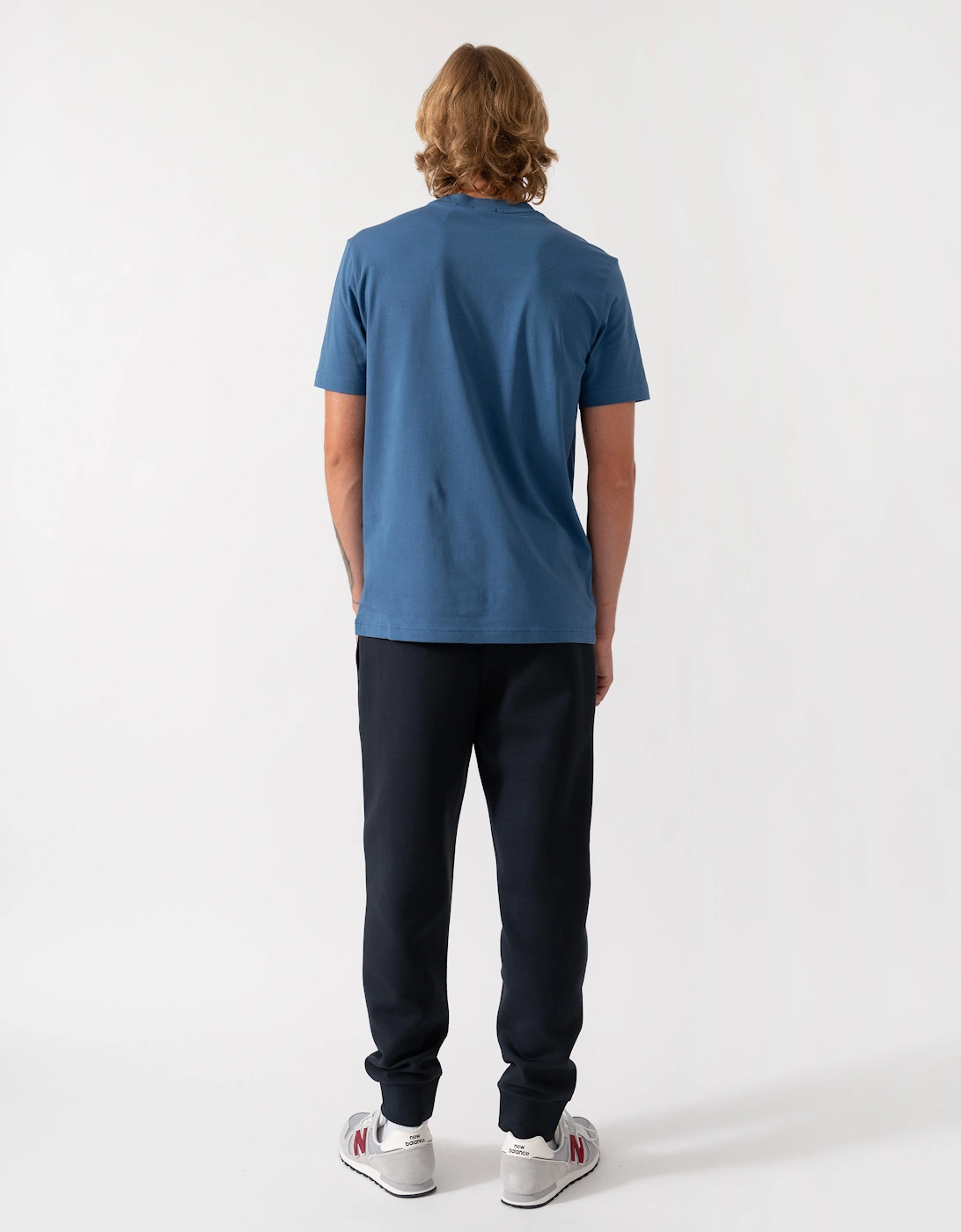 BOSS Green Tee Mens Stretch Cotton T-Shirt with Contrast Logo - Medium Blue 427