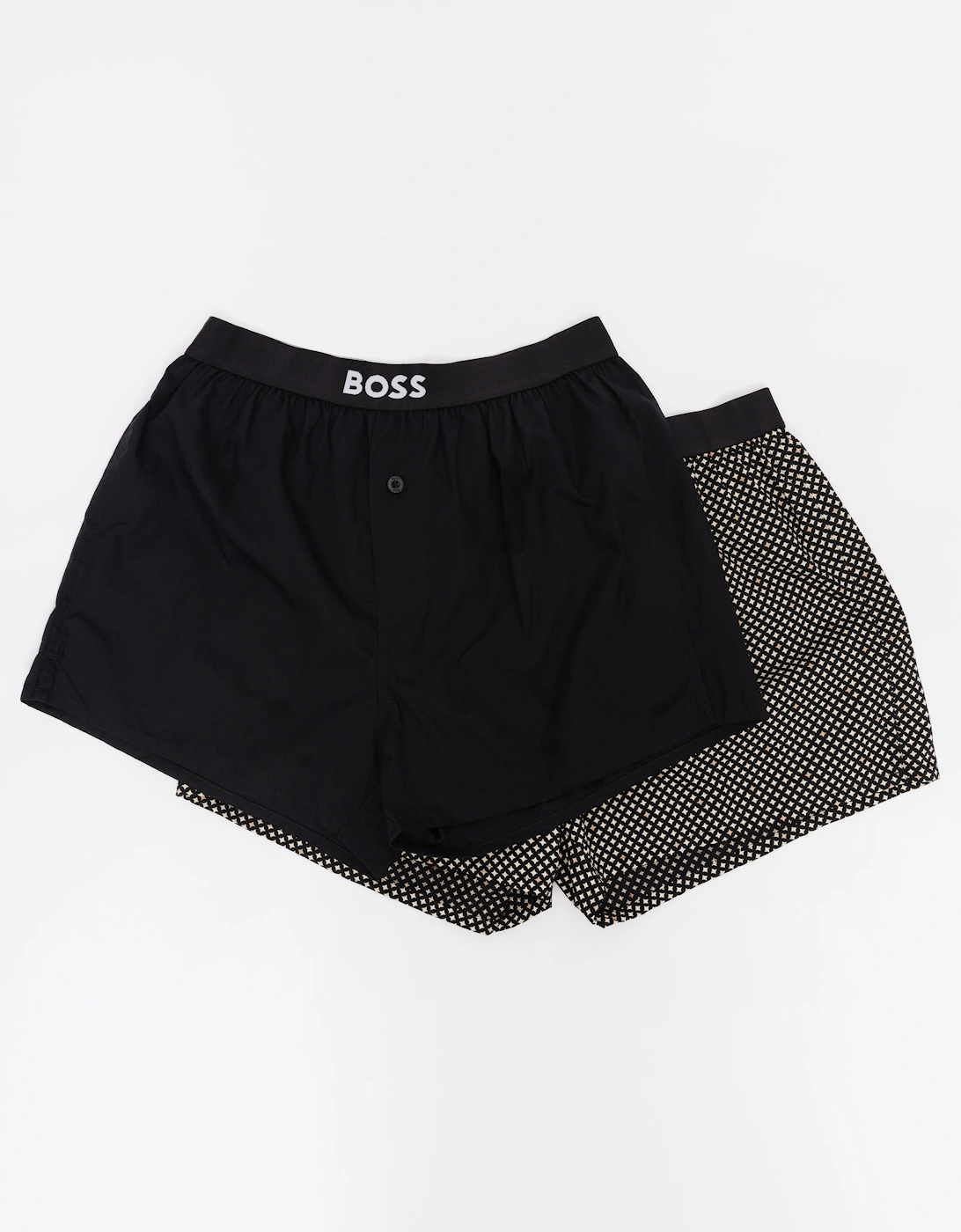 Boss Men's BOSS Orange Two-Pack Mens cotton pyjama shorts with logo waistbands - Medium Beige 262