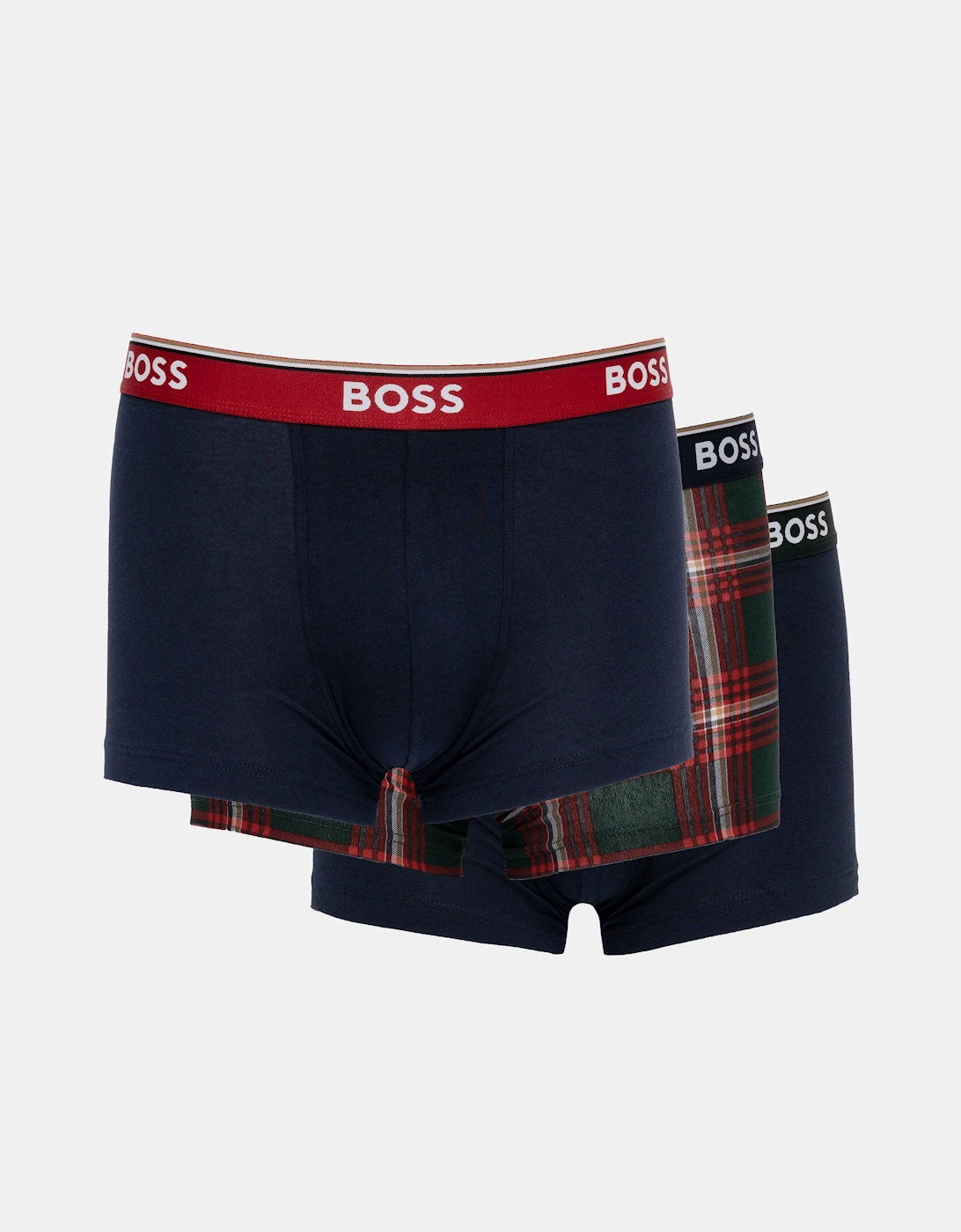 Boss Men's BOSS Orange Mens Three-pack of stretch-cotton trunks with logo waistbands - Open Red 645 - Black