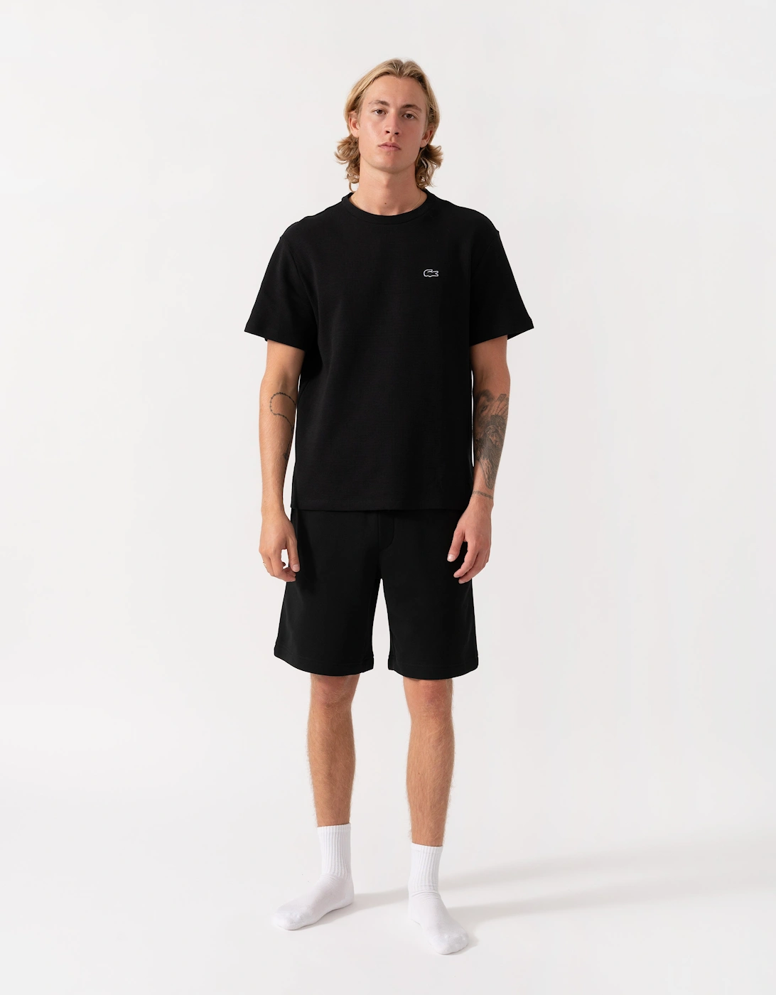 Lacoste Waffled Cotton Mens Loungewear T-Shirt - Black 031
