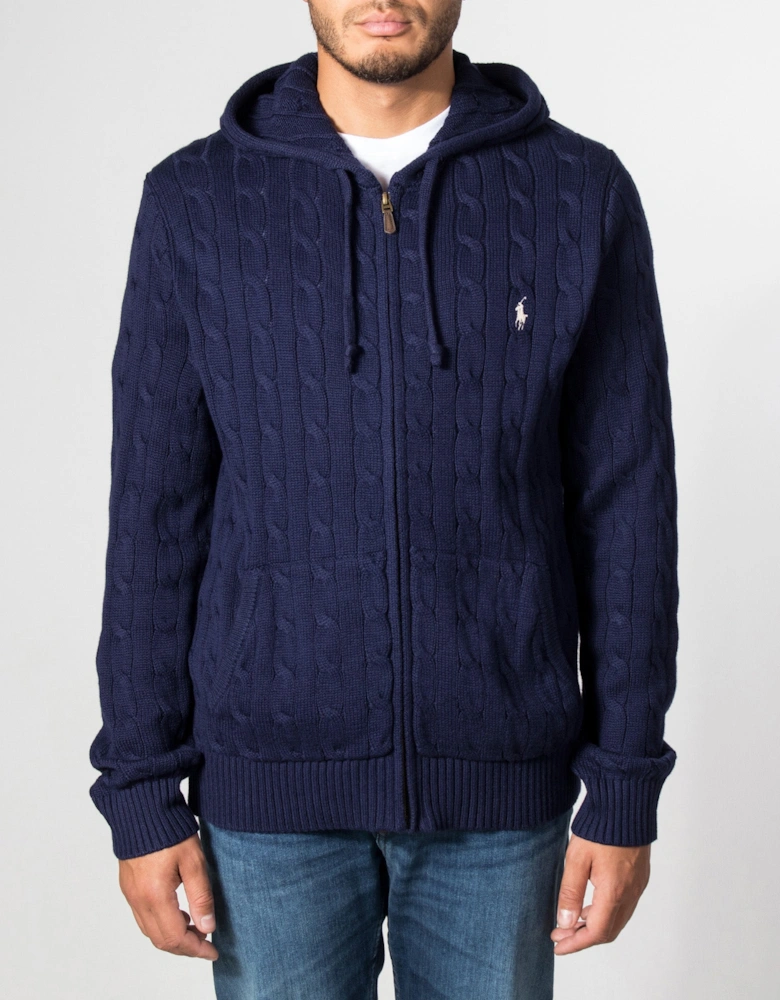 Regular Fit Zip Through Cable Knit