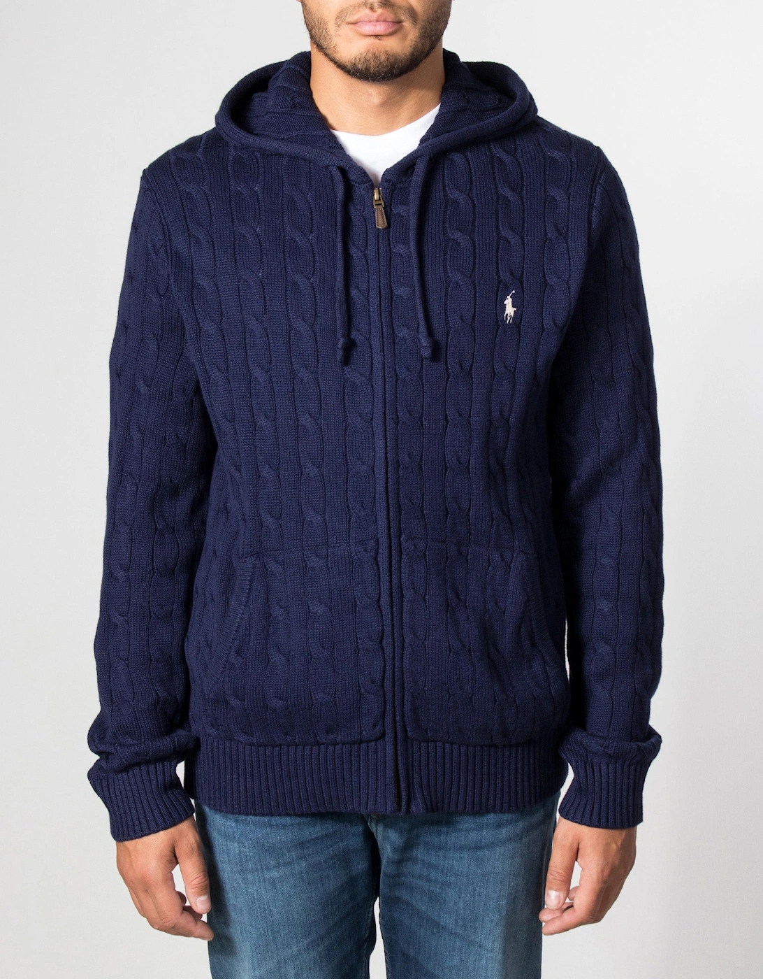 Regular Fit Zip Through Cable Knit