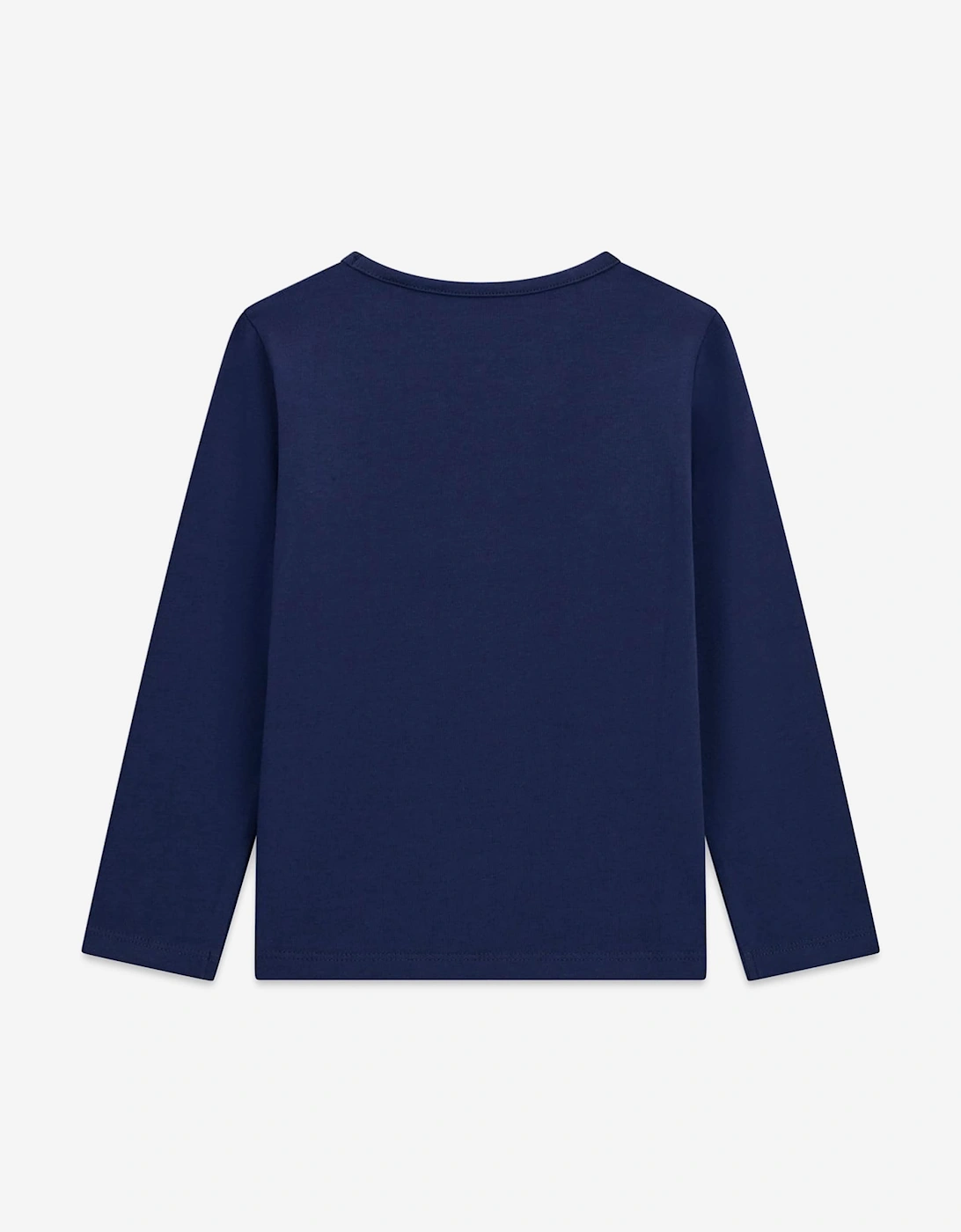 Guess Girls Long Sleeve Heart Logo T-Shirt in Navy