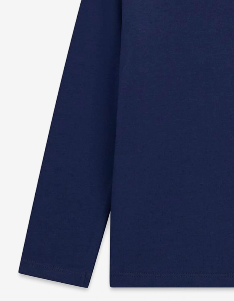 Guess Girls Long Sleeve Heart Logo T-Shirt in Navy