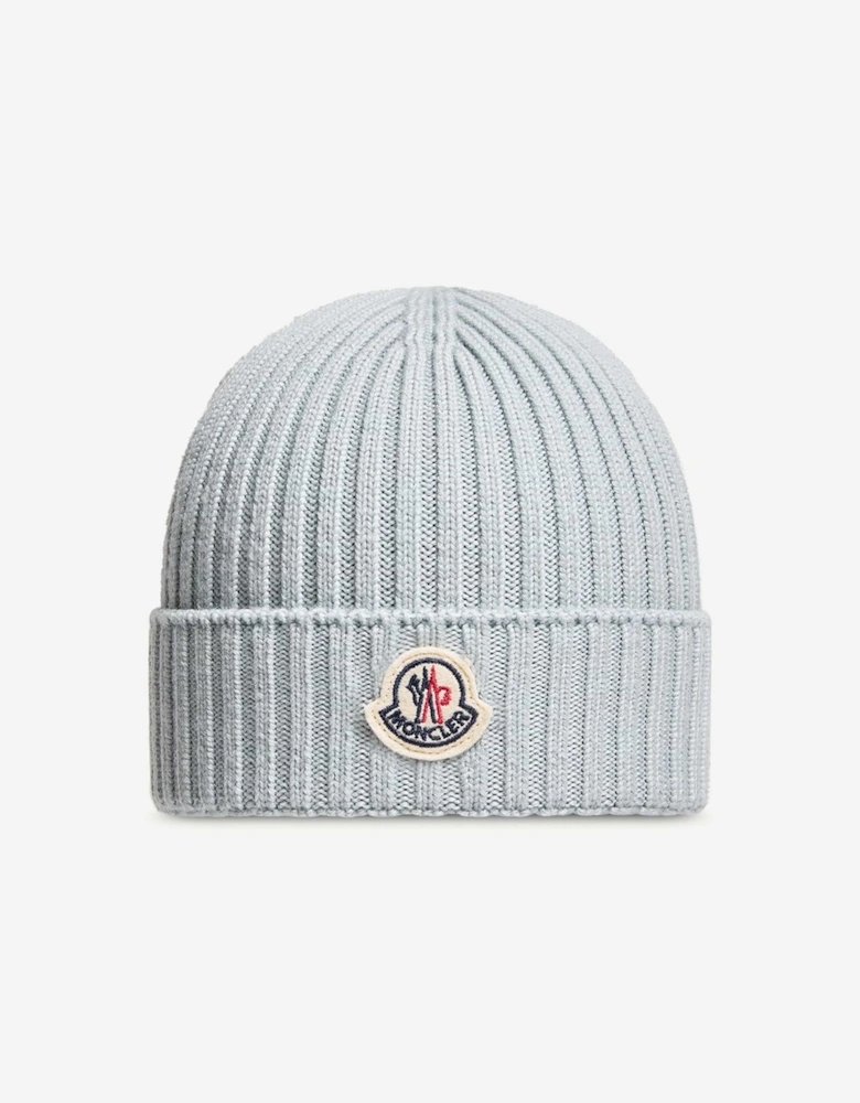 Moncler Enfant Girls Wool Logo Beanie Hat in Blue