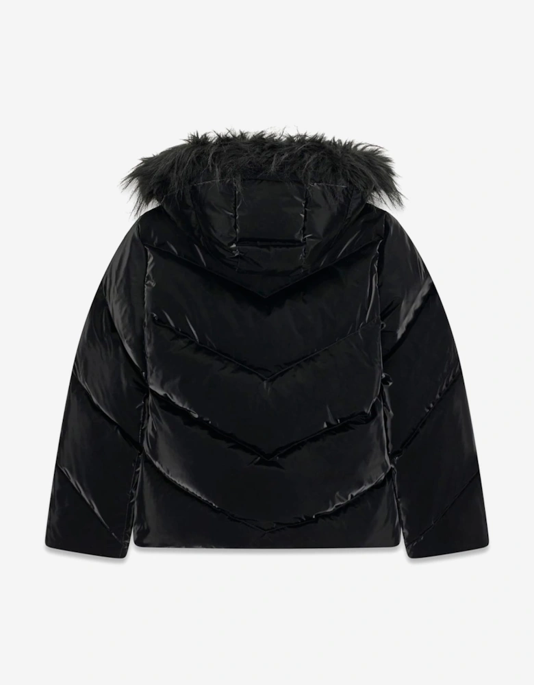 Guess Girls Down Padded Hooded Puffer Jacket in Black