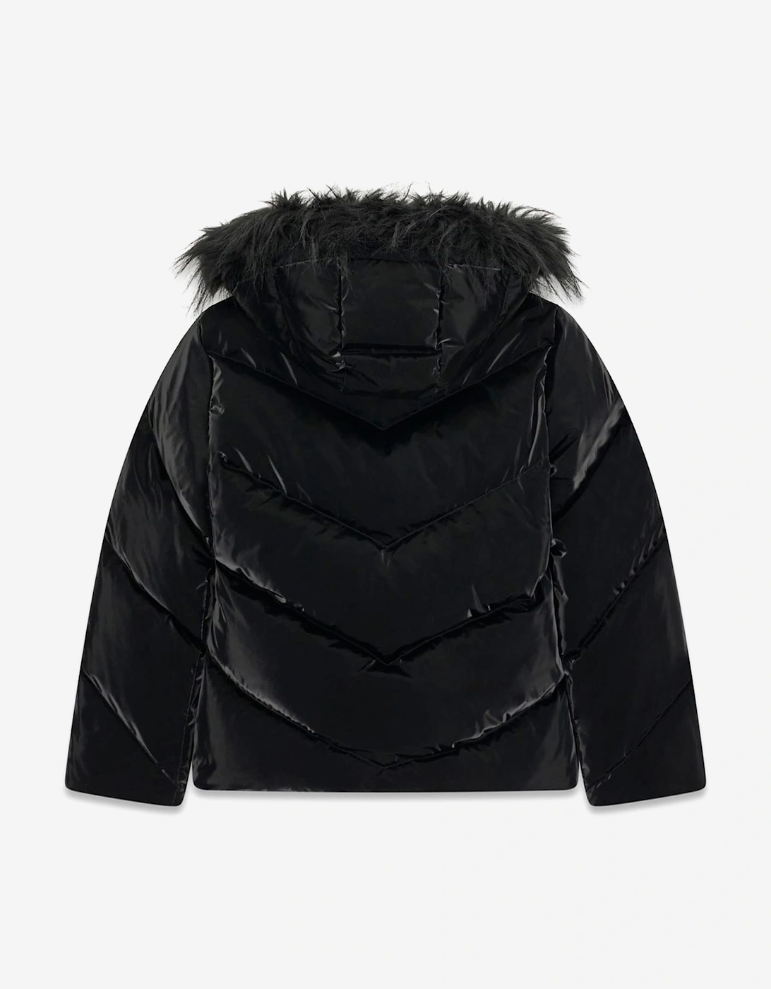 Guess Girls Down Padded Hooded Puffer Jacket in Black