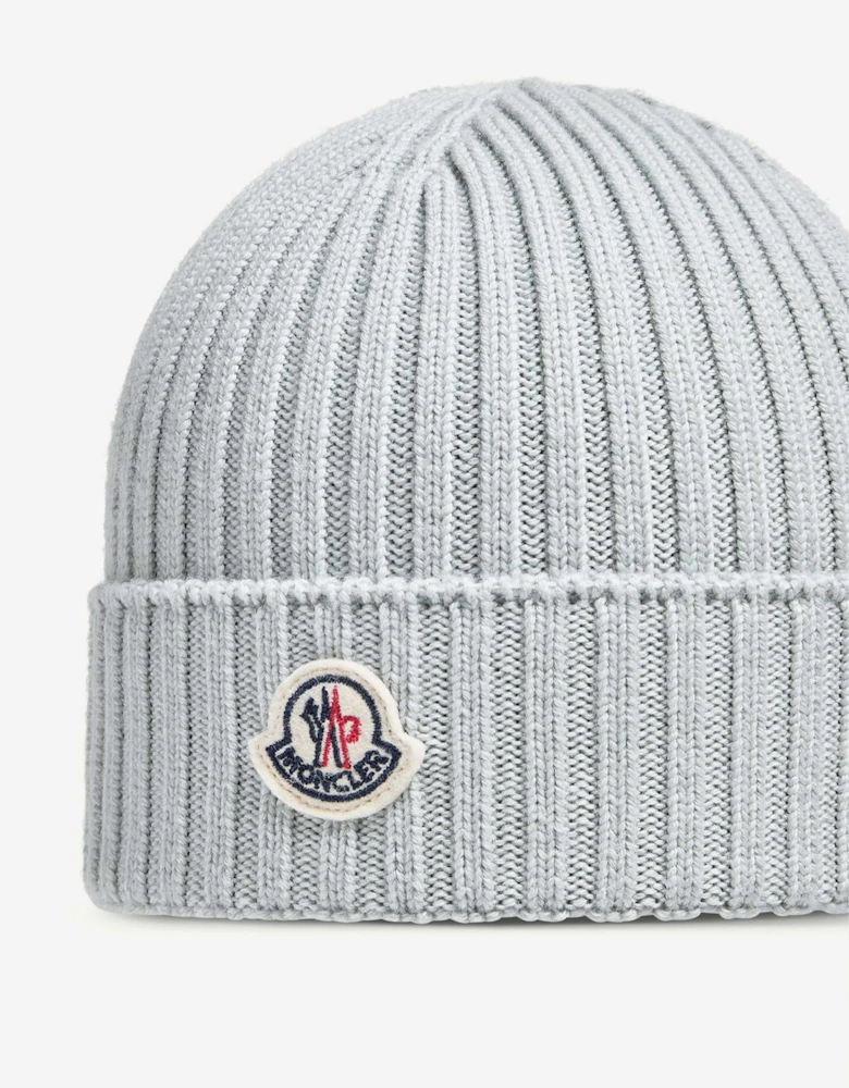 Moncler Enfant Girls Wool Logo Beanie Hat in Blue